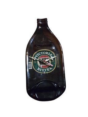 Victoria Bitter Brown Bottle Flattened Glass, Pub Art, Australian Wall Clock